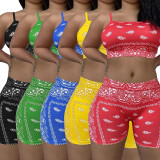 Sexy Print Sling Vest And Shorts Two Piece Set GLF-08072