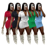Button Top Mini Skirt Two Piece Set IV-8375