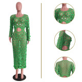 Sexy Hollow Sequin Beach Maxi Dress TR-1250