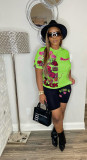 Fashion Print T Shirt Shorts 2 Piece Set  MTY-6717