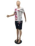 Fashion Print T Shirt Shorts 2 Piece Set  MTY-6717