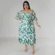 Plus Size Casual Print Tie Up Maxi Dress NNWF-7802