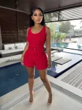 Casual Knits Sleeveless Two Piece Shorts Set YD-8693