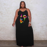 Plus Size Print Loose Sling Maxi Dress WAF-7208270
