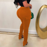 Fashion Ruched Slim Split Pants BN-9416