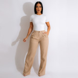 Fashion Solid Color Loose Straight Pants YS-S845
