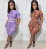 Casual Print Short Sleeve Two Piece Shorts Set ORY-5241