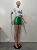 Metallic Color Splash-proof PU Shorts OD-8541