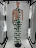 Fashion Irregular One Shoulder Mesh Dress Three Piece Set LP-66890