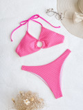 Solid Sexy Lace-Up Swimsuit 2 Piece Set CASF-6545