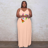 Plus Size Print Loose Sling Maxi Dress WAF-7208270