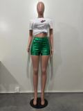 Metallic Color Splash-proof PU Shorts OD-8541