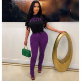 Print T Shirt And Pants Two Piece Set BN-9415
