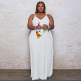 Plus Size Print Loose Sling Maxi Dress WAF-7208270