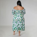 Plus Size Casual Print Tie Up Maxi Dress NNWF-7802