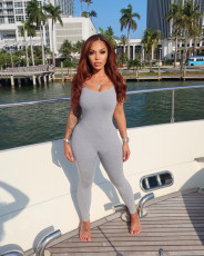 Solid Color Slim Sling Jumpsuit MDF-5361