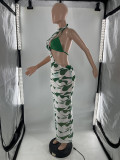 Fashion Irregular One Shoulder Mesh Dress Three Piece Set LP-66890
