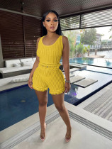 Casual Knits Sleeveless Two Piece Shorts Set YD-8693