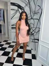 Sexy Backless Split Knits Mini Dress XYF-9230
