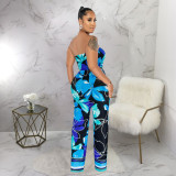 Sexy Tube Top Print Jumpsuit YF-10421