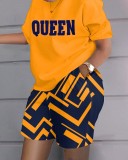 Plus Size Printed Fashion Short Sleeve 2 Piece Set GSRX-9024