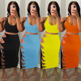 Sexy Hollow Out Skirt Vest Two Piece Set GLF-08164