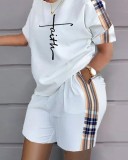 Plus Size Printed Fashion Short Sleeve 2 Piece Set GSRX-9024