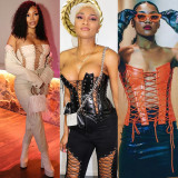 Sexy Bandage PU Leather Top WMEF-20888