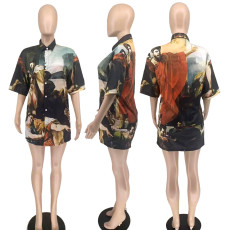 Casual Print Short Sleeve Top WMEF-20999