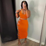 Sexy Hollow Out Skirt Vest Two Piece Set GLF-08164