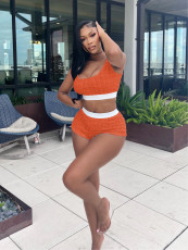 Sexy Patchwork Tank Top And Shorts 2 Piece Set JH-330