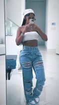 Casual Denim Hole Jeans MEM-88472