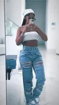 Casual Denim Hole Jeans MEM-88472