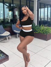 Sexy Patchwork Tank Top And Shorts 2 Piece Set JH-330