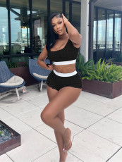 Sexy Patchwork Tank Top And Shorts 2 Piece Set JH-330