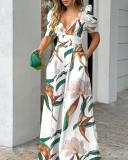 Plus Size Fashion Print V Neck Jumpsuits GSRX-9018