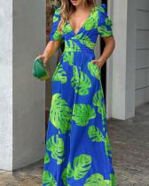 Plus Size Fashion Print V Neck Jumpsuits GSRX-9018