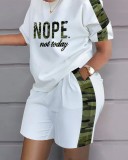 Plus Size Printed Fashion Short Sleeve 2 Piece Set GSRX-9024
