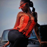 Sexy Bandage PU Leather Top WMEF-20888