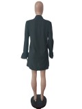 Flared Sleeve Vest And Shirt Dress 2 Piece Set MEM-88474