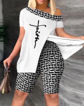 Printed Casual Two Piece Shorts Set GSRX-9029