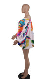Fashion Bat Long Sleeve Print Mini Dress XHXF-347