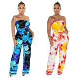 Sexy Tube Top Print Jumpsuit YF-10421