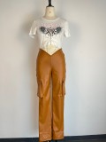 Tight Low Waist PU Leather Pants GWDS-230389