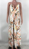 Sexy Sling V Neck Print Dress XMY-9400