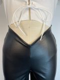Tight Low Waist PU Leather Pants GWDS-230389