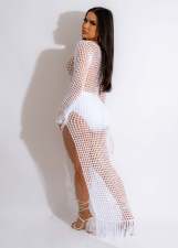 Sexy Hollow Out Knits Tassel Maxi Dress OSM-4388