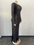Sexy Hollow Out Knits Tassel Maxi Dress OSM-4388