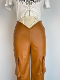 Tight Low Waist PU Leather Pants GWDS-230389