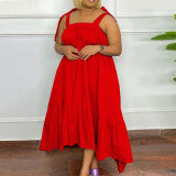 Plus Size Solid Sling Maxi Dress NY-10420